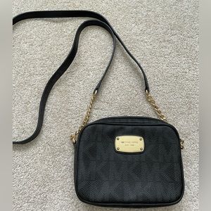 Michael Kors black and gold crossbody